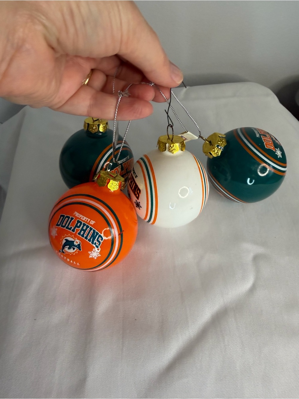 Forever Collectibles Dolphins Glass Ornament - Teal, Orange, White